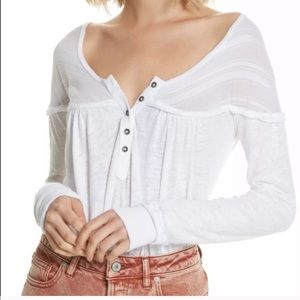 We The Free white oversized thermal pullover